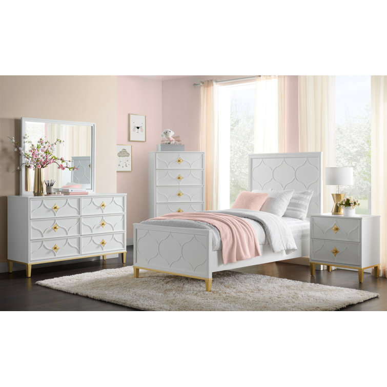 White and deals gold bedroom dresser